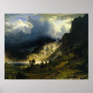 Póster Albert Bierstadt - Una tormenta en las montañas ro
