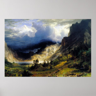 Póster Albert Bierstadt Una tormenta en las montañas roco