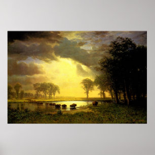 Póster Albert Bierstadt's The Buffalo Trail, 1867