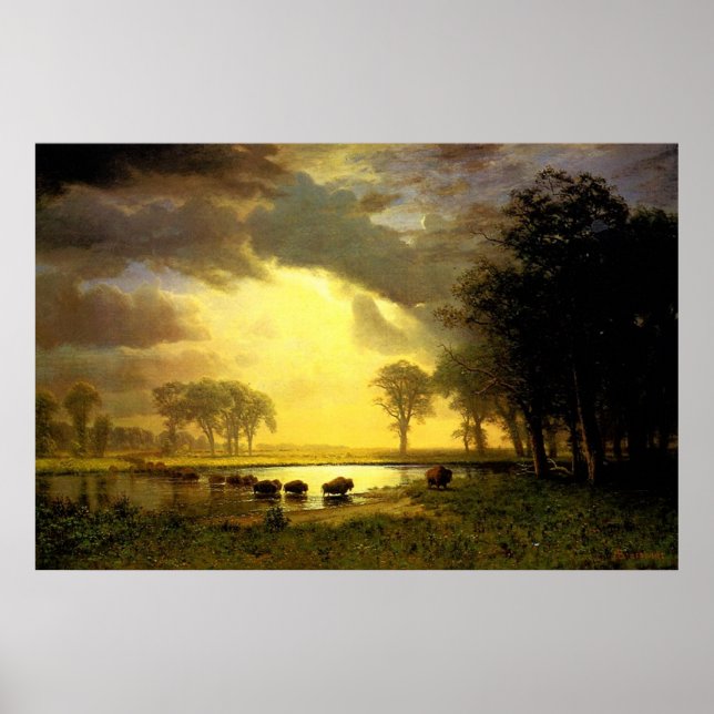 Póster Albert Bierstadt's The Buffalo Trail, 1867 (Frente)
