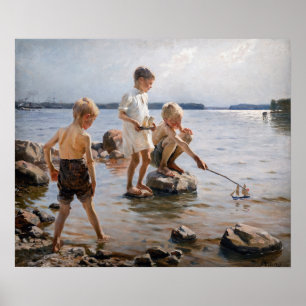 Póster Albert Edelfelt - Boys Playing on the Shore