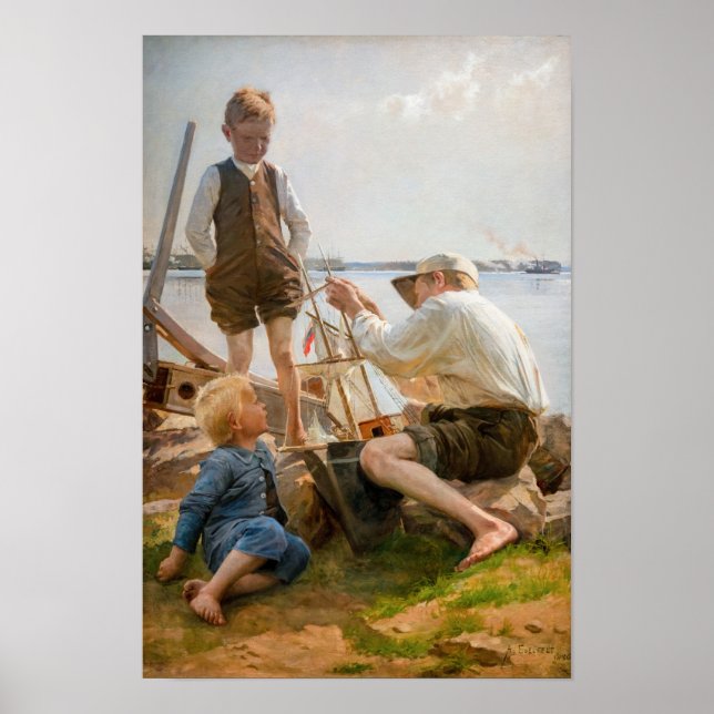 Póster Albert Edelfelt - Constructores de barcos (Frente)