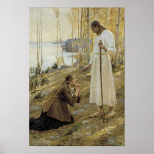 Póster Albert Edelfelt - Cristo y María Magdalena