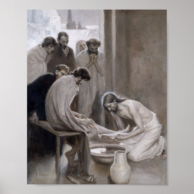 Póster Albert Edelfelt - Jesús lavando los pies de los di (Frente)