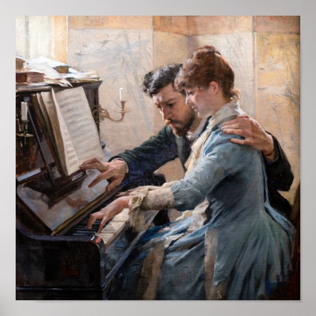 Póster Albert Edelfelt - Tocando el piano (Frente)