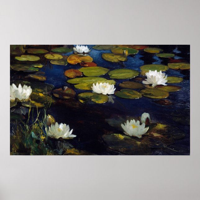 Póster Albert Edelfelt - Water Lilies, Estudio (Frente)