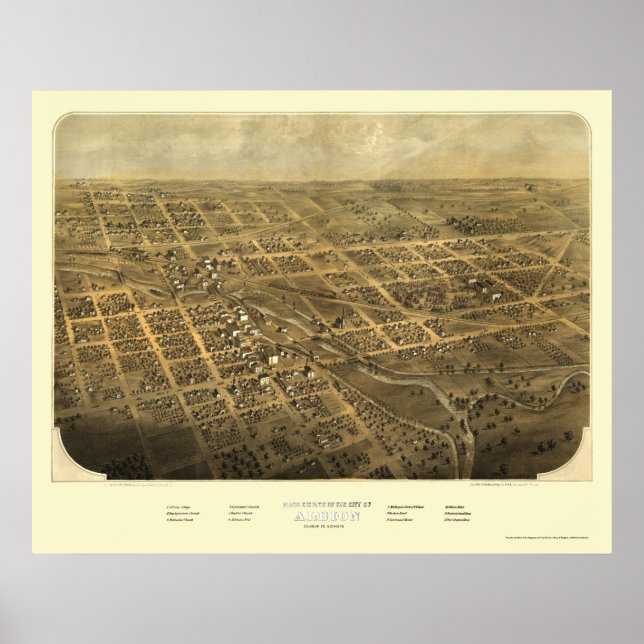 Póster Albion, Mapa Panorámico MI - 1868 (Frente)