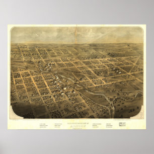 Póster Albion Michigan 1868 Mapa Panorámico Antiguo