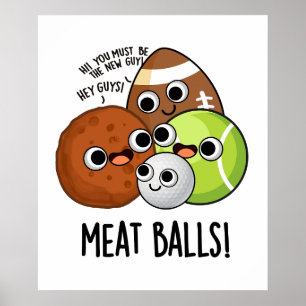 Póster Albóndigas Chiste de Comida Divertido 
