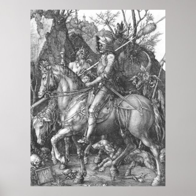 Póster Albrecht Durer Knight Death y el diablo (Frente)