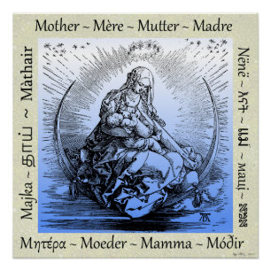 Póster Albrecht Dürer Mother & Child on Crescent Moon