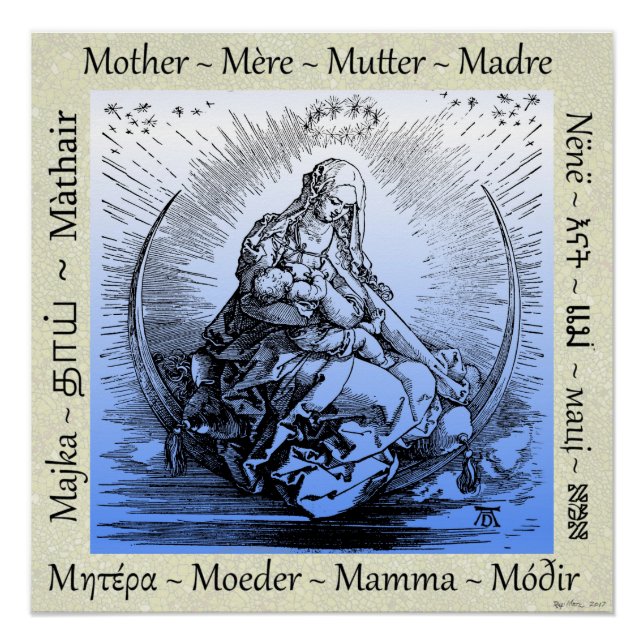 Póster Albrecht Dürer Mother & Child on Crescent Moon (Anverso)