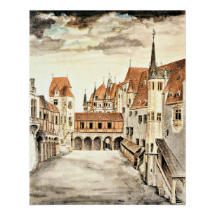 Póster Albrecht Durer, patio del antiguo castillo,
