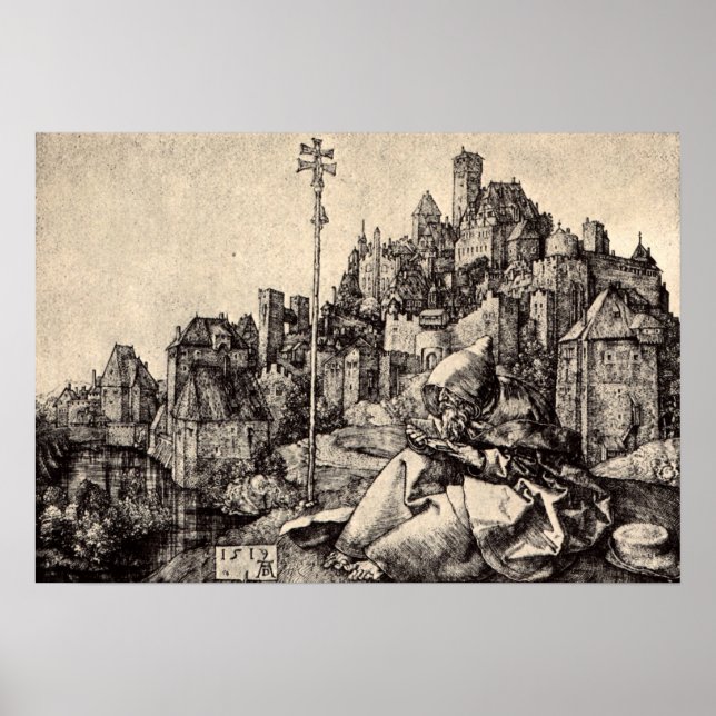 Póster Albrecht Durer St Anthony en la ciudad (Frente)