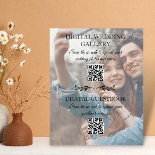 Póster álbum de boda digital y foto de código qr de guest