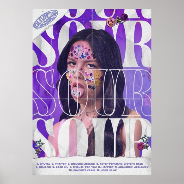 Póster Álbum de Olivia Rodrigo Sour (Frente)