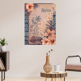 Póster Álbum de recuerdos Vintage Hawaiano Waikiki Hula