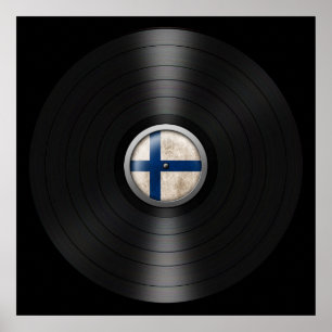 Póster Álbum de registro de vinilo de bandera finlandesa