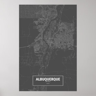 Póster Albuquerque, New México (blanco en negro)