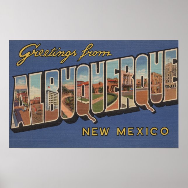 Póster Albuquerque, Nuevo México - Escenas de letras gran (Frente)