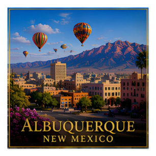 Póster Albuquerque Nuevo México Río Grande y Alto Desiert