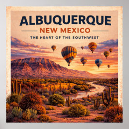 Póster Albuquerque Nuevo México Viajes Antiguos