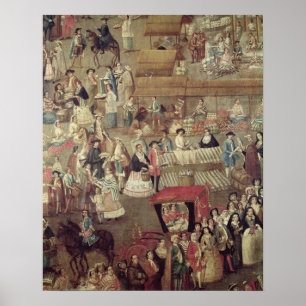 Póster Alcalde en México, detalle de la plaza del mercado