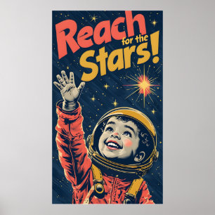 Póster Alcance De Los Estrellas   Astronauta infantil