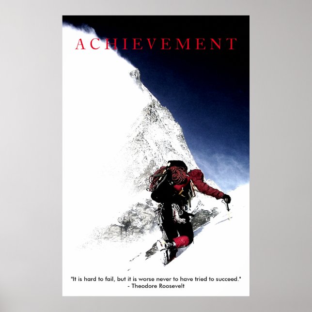 Póster Alcance motivacional Cita al montañista en la cima (Frente)