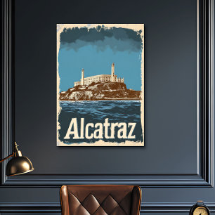 Póster Alcatraz de Viaje Vintage Nostálgico