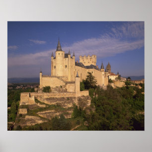 Póster Alcázar y Catedral, Segovia, León Castilla,