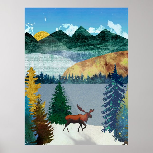 Póster Alce al amanecer (Frente)
