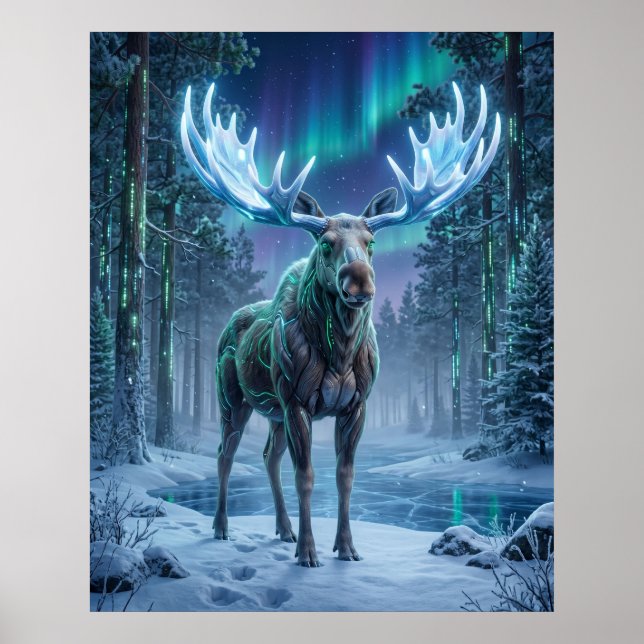 Póster Alce de neón Red Boreal (Frente)