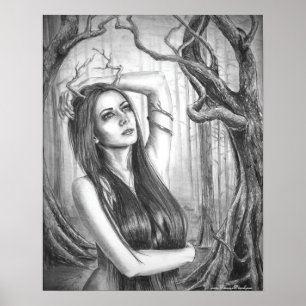 Póster Alcohol antiguo del árbol del poster de la diosa
