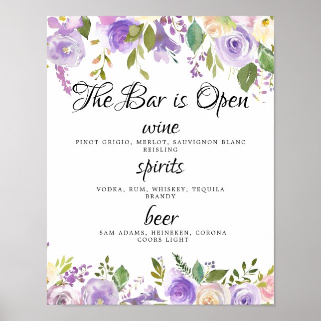 Póster Alcohol, Cocktail Bebidas Bar Rótulo Boda editable (Frente)