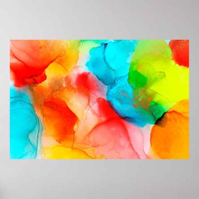 Póster Alcohol ink abstract background, macro photoabstra (Frente)
