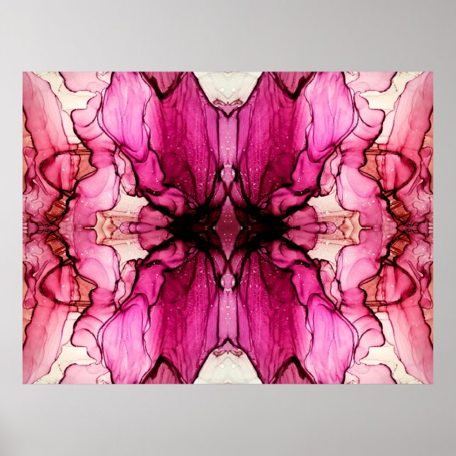 Póster Alcohol Ink Painting. Looking Kaleidoscope. Purple (Frente)