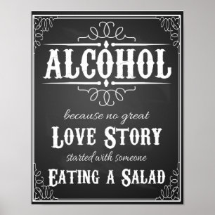 Póster Alcohol porque ninguna gran historia de amor impre