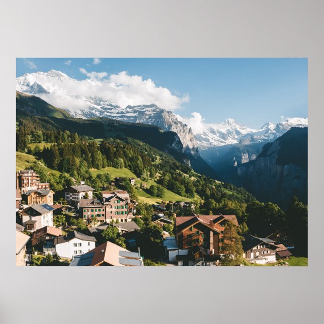 Póster Aldea alpina suiza Wengen (Frente)