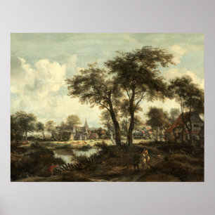 Póster Aldea cerca de Pool Meindert Hobbema Poster Bella
