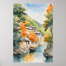 Póster Aldea costera asiática