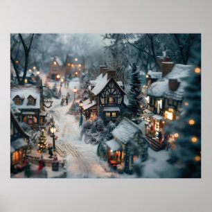 Póster Aldea de invierno