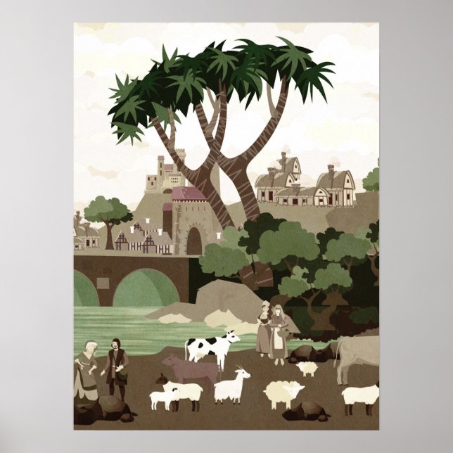 Póster Aldea de la Edad Media (Frente)