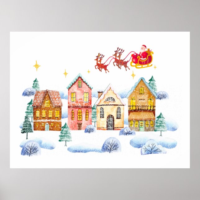 Póster Aldea de Navidades del Polo Norte de Santa Claus (Frente)