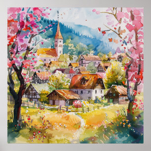 Póster Aldea de primavera