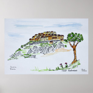 Póster Aldea de Sant'Antonino   Córcega, Francia