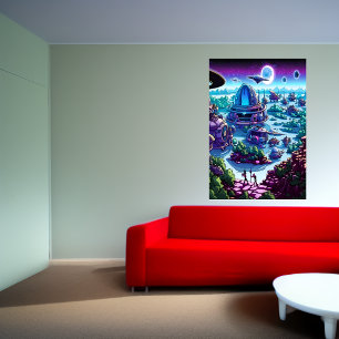 Póster Aldea extranjera en el planeta extranjero   Poster