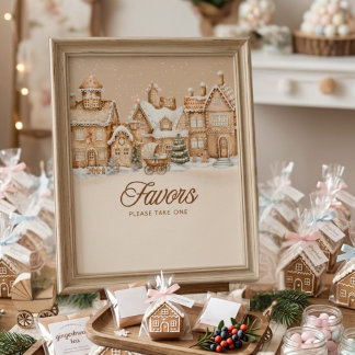 Póster Aldea Invernal Favor de Fiesta de Pan de Jengibre