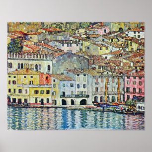 Póster Aldea italiana Malcena en Gardasee por Klimt