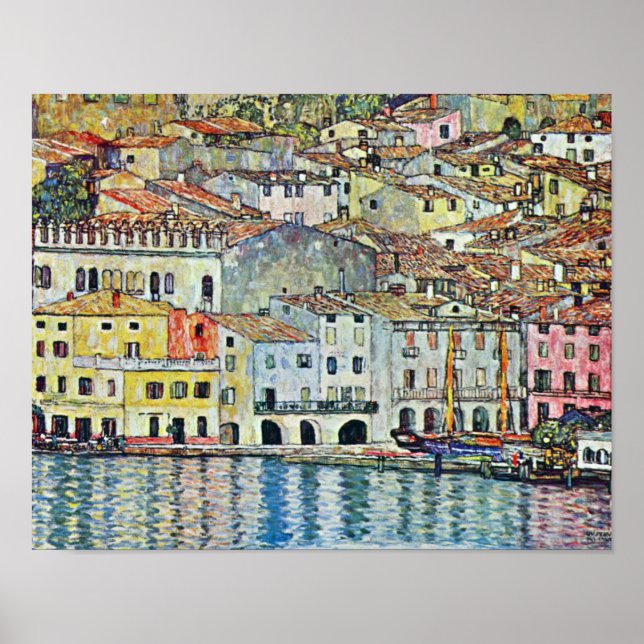 Póster Aldea italiana Malcena en Gardasee por Klimt (Frente)